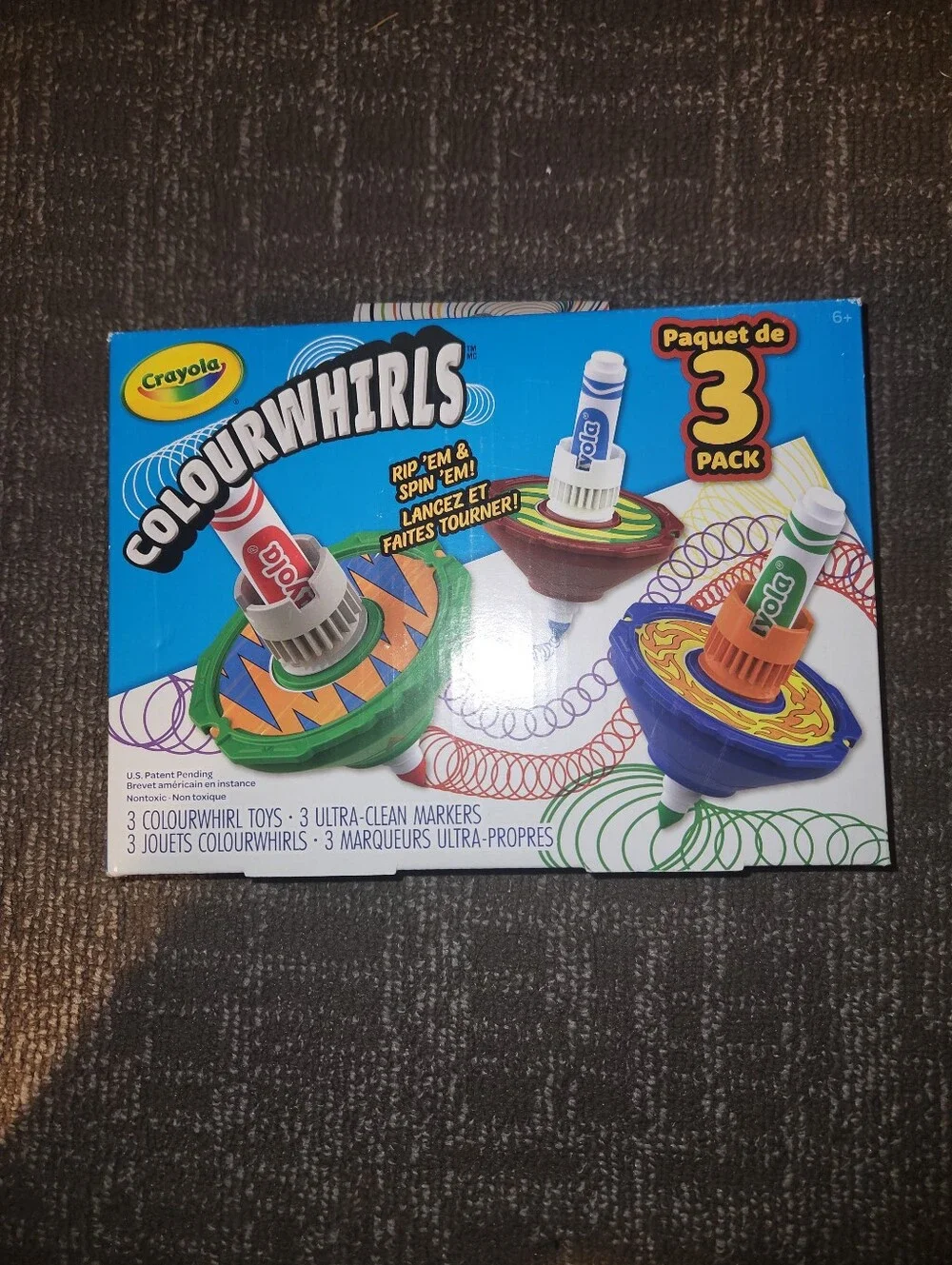 Crayola ColourWhirls 3-Pack Spinning Art Toys - Blue, Green, Orange